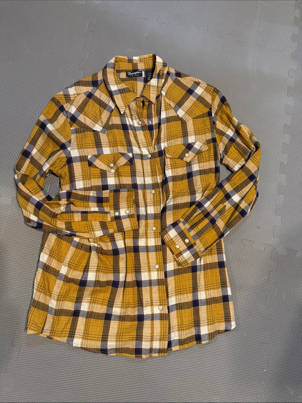 Wrangler Yellow Plaid Button-Down Western Shirt